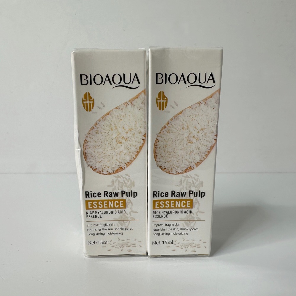 2 Packs BIOAQUA Rice Raw Pulp Essence Hyaluronic Acid Essence 15ml New Sealed